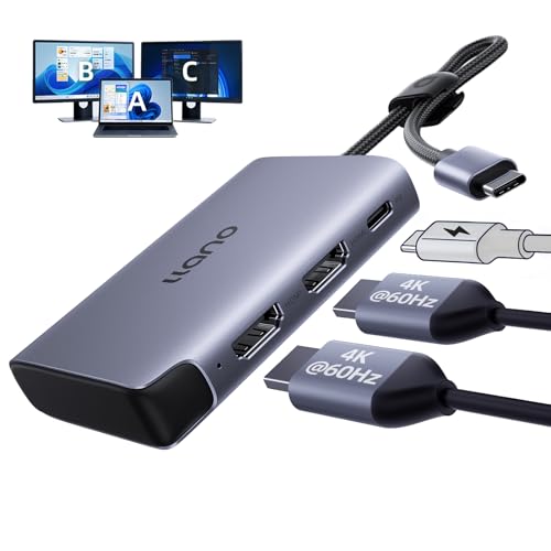 Adaptador llano USB-C a Doble HDMI para monitores duales miniatura 1