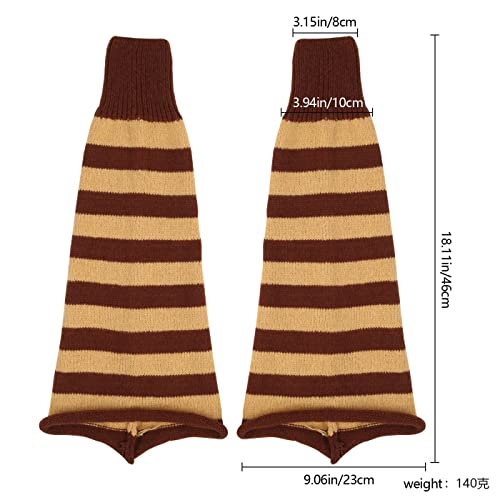 Arssm Womens Leg Warmer Cute Girls Kawaii 90S Striped Gothic Knit Flared Crochet Harajuku Cover Stockings Ankle Socks(White-M) #TOP7