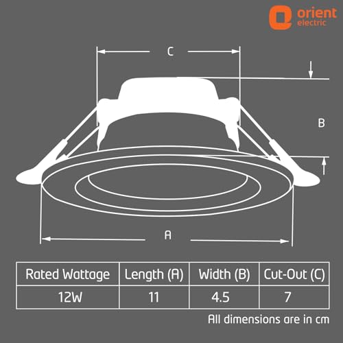 Image of Orient Electric Moonlite 12W LED Ceiling Light | 6500K, Cool White Light | Round Recessed Ceiling LED Light | Suited for 3 inch Junction Box | Pack of 20