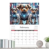 2026年犬用カレンダー、12ヶ月のテックドッグプランニングツール - 壁掛けカレンダー - 自宅 リビングルーム 寝室 勉強 学校 教室 オフィス ワークショップ スタジオ 学生 教師 コンサルタント フリーランサー