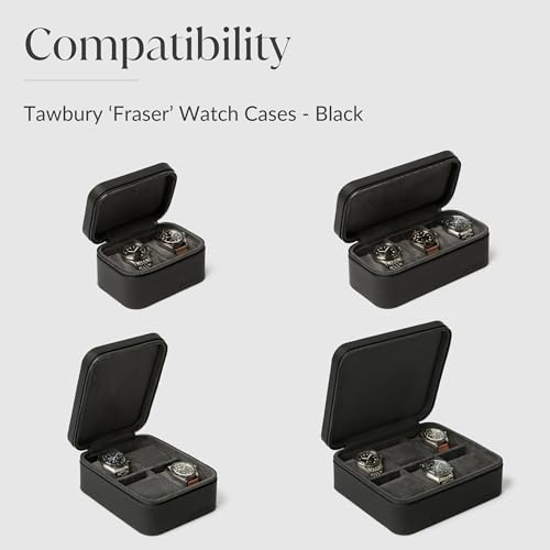 تاوبري وسائد حافظة ساعة فريزر - عبوة من وسادتين صغيرتين بديلتين لجرابات الساعات الجلدية السوداء الخاصة بنا | وسائد على شكل حرف 'M' مصممة لتناسب المعصم 14.5 سم - 17 سم