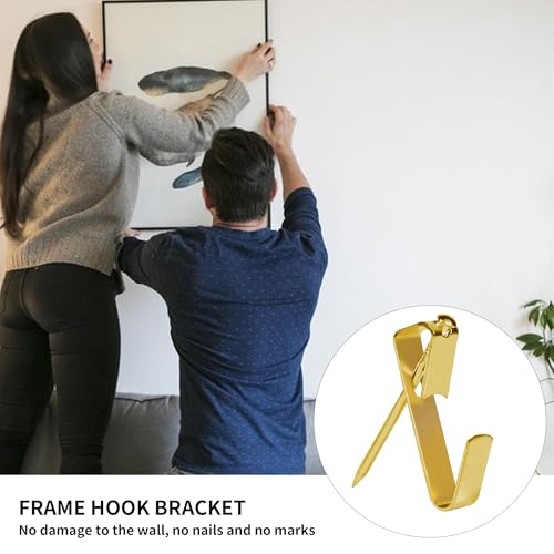 Image of 30lb,50lb,100 lb Picture Hangers,Heavy Duty Picture Hanging Kit Metal Picture Hanging Hooks for Wood or Drywall (30pcs-50lbs), Gold, FAN060807