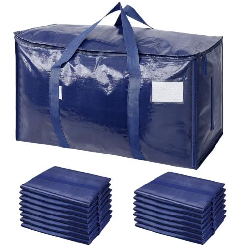 Image of TICONN 16 Pack Extra Large Moving Bags Heavy Duty with Zippers & Carrying Handles, Durable Storage Bags Moving Boxes for Closet Organizers and Storage (16 Pack, Navy)