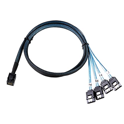 Cable de datos SFF 8643 para controlador host con 4 salidas SATA de 3 pies 5