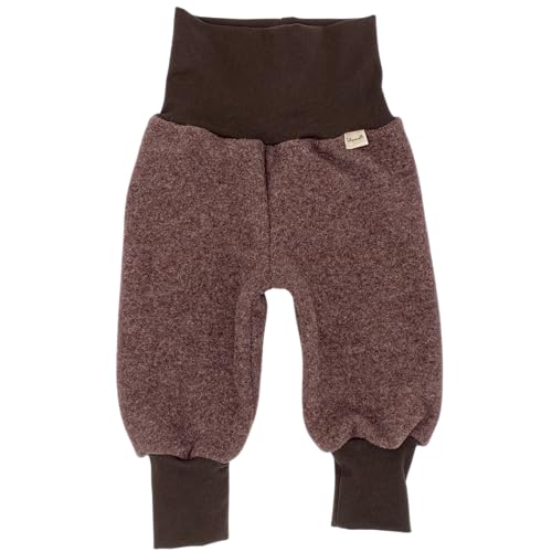 Tulipanelli Mitwachsende Babyhose aus Merino Wollfleece - Wollhose für Babys und Kleinkinder - Mitwachshose aus Merinowolle - Größen 50-74 | 68-86 | 92-104 - Einfarbig Unifarben (Braun 50-74)