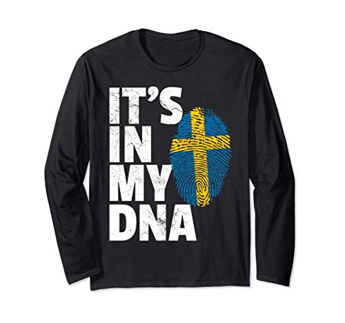 IT'S IN MY DNA Swedish Sweden Flag Pride National Country Manga Larga