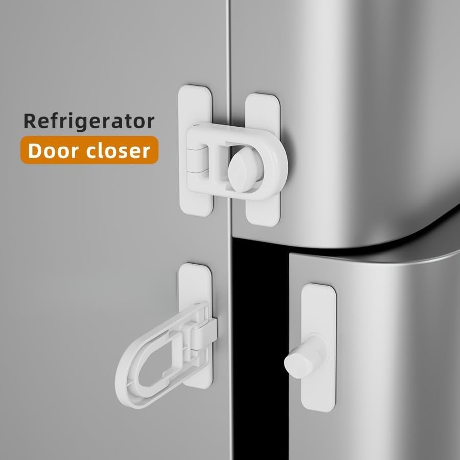 1PC No-Drill Safety Latches - Door Locks with Buckle Design - Prevents Accidental Closure for Secure Storage - Easy Installation for Fridge and Drawer