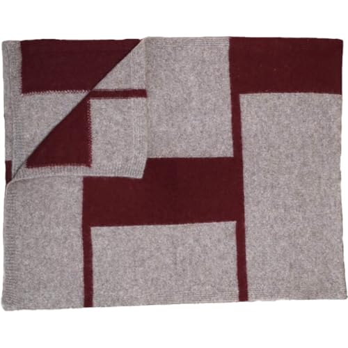 [糸 cashmere] Noble Fibre 100%カシミヤ・マフラー ワインインターシャ