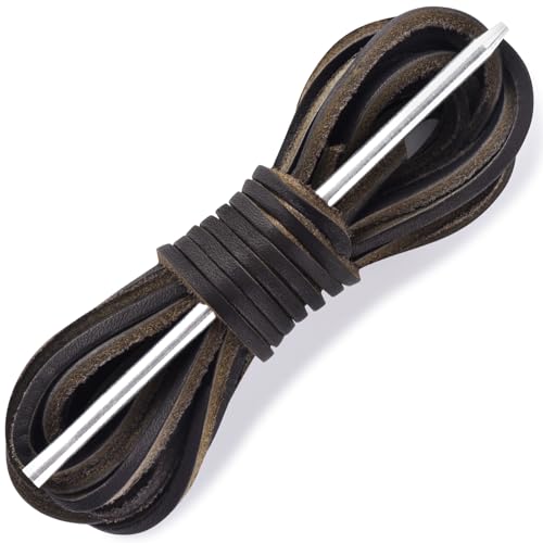 Discover the Best Lacing Method for Boots 11 TeeLiy Leather Shoe Lacing Kit, Relace Kit for Handsew Shoes, 41 Inch Leather Shoelace for Boat shoes, 1 Needle & 2 Strips 1 Pair (DK Shadow)