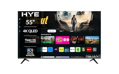 HYE TV - Smart TV, 55 Screen Size, 4K Resolution, QLED Technology, Samsung Tizen OS & Gaming Hub, Versatile Connectivity, Black, Perfect For Streaming, Gaming & Entertainment - 55QLEDS2008