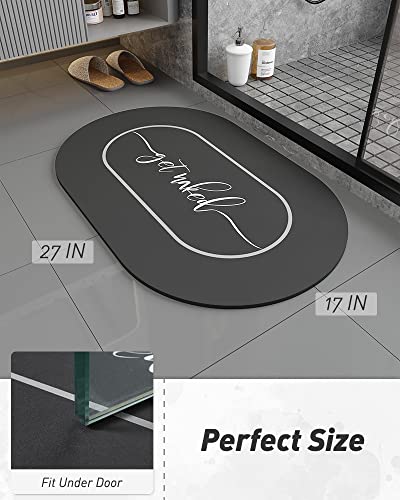 Tchdio-Bath Mat Rug 17”X27” Soft Diatomaceous Earth Non Slip Quick Dry Rubber Backed Black Bathroom Rug Mat Absorbent Get Naked Bath Mat Rug For Bathroom Floor-Easy Clean Bathmat #TOP6