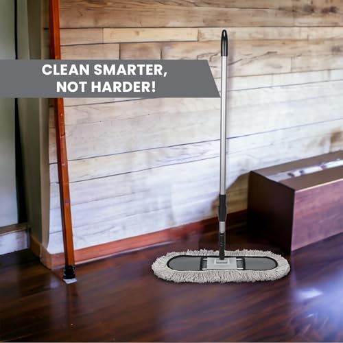 Image of Zureni Floor Sweeping Mop with Microfiber Head, Wet & Dry Floor Cleaning Mop, 4 Ft Long Telescopic Handle, 360 Degree Rotating Mop for Home & Kitchen, 18 Inch Head (Random Color)