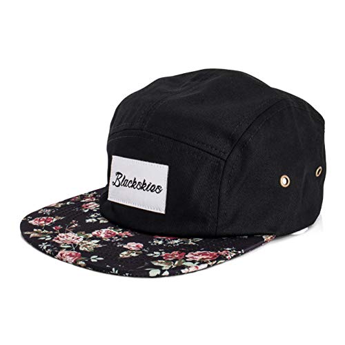 Image of Blackskies 5-Panel Cap with Floral Pattern Unisex Baseball Cap