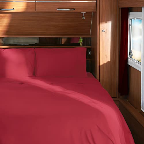 Image of Mellanni RV Short Queen Sheets - 4 PC Iconic Collection Bedding | Hotel Luxury, Extra Soft, Cooling Bed Sheets - Deep Pocket up to 10 inch (RV /Short Queen, Brick Red)