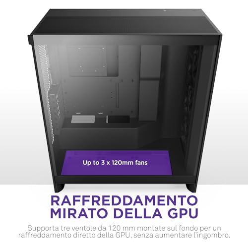 H7 Flow | Case Airflow ATX mid-tower | 3 ventole 120mm sul fondo per raffreddare la GPU | 3 ventole 120mm anteriori | Supporto anteriore radiatore da 420mm | Gestione cavi | Nero - Case PC - Immagine 1
