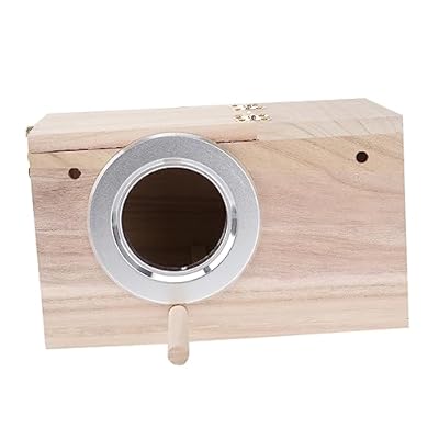 BUGUUYO Parrot Breeding Box Small Wooden Bird Nesting House View Window for Bird Watching Suitable for Parrots