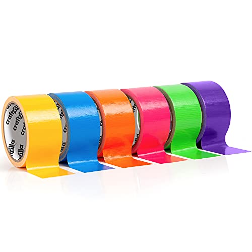 Craftzilla Rainbow Colored Duct Tape — 6 Bright Duct Tape Colors — 10 Yards X 2 Inch — Waterproof Duct Tape — Colored Duct Tape Multipack For Arts — Heavy Duty Duct Tape — Color Duct Tape Rolls #TOP1
