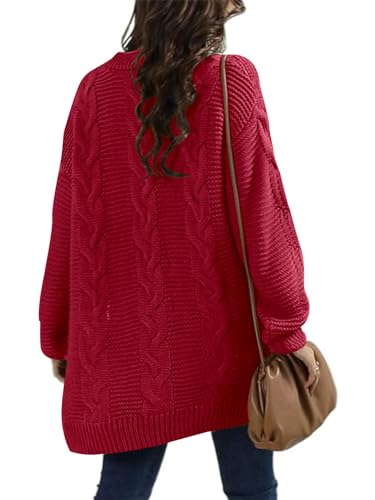 Image of Womens Oversized Chunky Open Front Cardigan Sweaters Cable Knit Long Sleeve Cardigans Outwear Coats