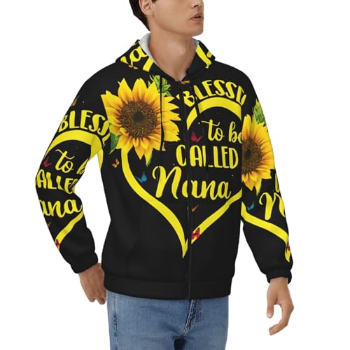 Sweat à capuche zippé homme pour célébrer la famille avec motif tournesol