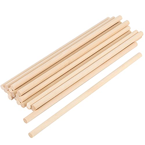 SEUNMUK 20 Pack Wood Dowel Rods, 30cm x 25mm Round Wooden Dowels Wooden Sticks Unfinished Hardwood Sticks for Craft Projects and DIY Home Decor