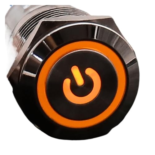 Interrupteur bouton métallique 19mm étanche orange 6V auto-réinitialisation