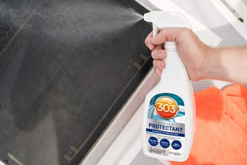 Image of 303 (30306-6PK) Marine UV Protectant Spray for Vinyl, Plastic, Rubber, Fiberglass, Leather & More - Dust and Dirt Repellant - Non-Toxic, Matte Finish, 32 fl. oz, (Pack of 6) | Provides UV protection for marine vinyl and surfaces while helping prevent fading, cracking, and staining.