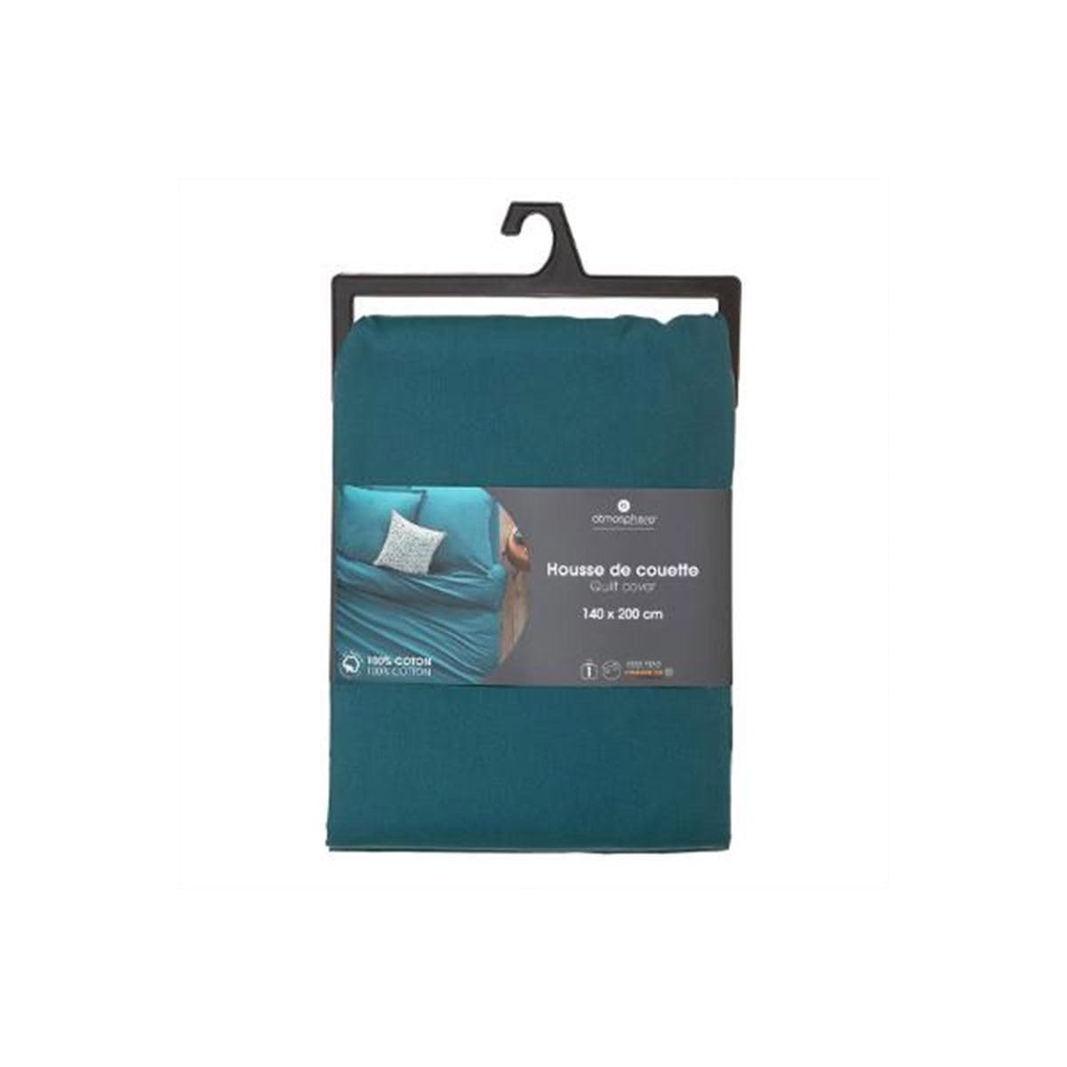 Atmosphera Créateur d'intérieur - Housse de Couette Intérieur 140x200cm Bleu Canard