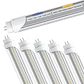 T8 LED Tube Light Bulbs 4 Foot, 5 Power(10W-24W)& 6CCT(3000K-6500K) All in 1,Plug & Play or Ballast Bypass,T8 T12 4ft Fluorescent Tube Light Bulbs Replacement, Type A+B Install, ETL DLC(Clear-6Pack)