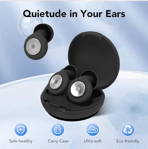Image of Earbuds Noise Cancellation, 45DB Ear Plugs for Sleeping, Earplugs for Noise Cancelling, Earplugs with Eartips and Carrying Case for Sleeping, Concert, Working, Studying, Traveling (Black)