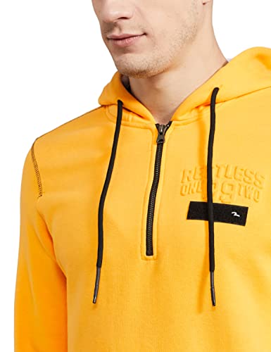 Image of Spykar Men's Cotton Hooded Neck Sweatshirt(167247 Yellow L)
