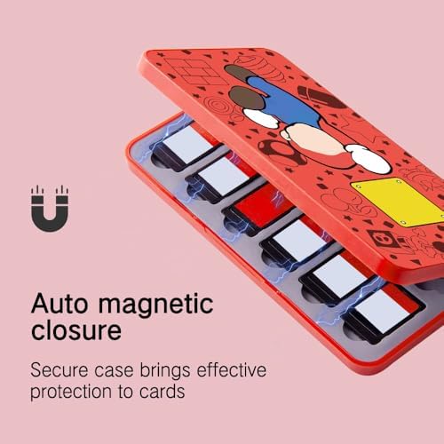 PERFECTSIGHT Switch Game Card Case for Nintendo Switch 2/ Lite / OLED, Game Holder Cartridge Case for Game Cards and 48 SD Cards, Kawaii Portable Compact Storage Box (Red M, 24 Slots) - 3