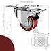 2 Inch Caster Wheels, Casters Set of 16, ASHGOOB Red Polyurethane (PU) Casters with Brake Heavy Duty, Industrial Locking Swivel Top Plate Castor Wheels for Workbench/Furniture/Cart