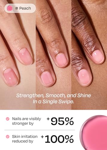 Image of ohora Natural Glow Water Syrup Nail Strengthener (Peach) - Tinted Nail Hardener for Brittle, Damaged Nails, Quick-Dry Glossy Finish, Nail Repair & Growth, 15 mL
