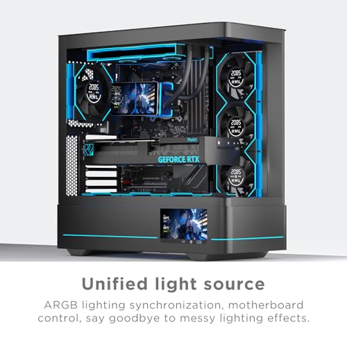 Image of PF 240 CPU Water AIO Cooler Liquid Cooling|5.5-inch LCD Magnetic Screen|360mm ARGB Infinity Mirror 2000RPM PWM Fan|Lower Noise ≤30DBA|for LGA1851 /1700 /1200 /115X /AM4 /AM5(Black)