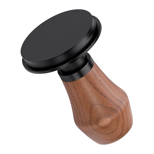 Image of Normcore Espresso Tamper 51mm, V4.1 Spring Loaded Coffee Tamper with Click Feedback, Titanium PVD Flat Base, Walnut Handle, Silicone Stand, Barista Tool for 51mm Portafilter