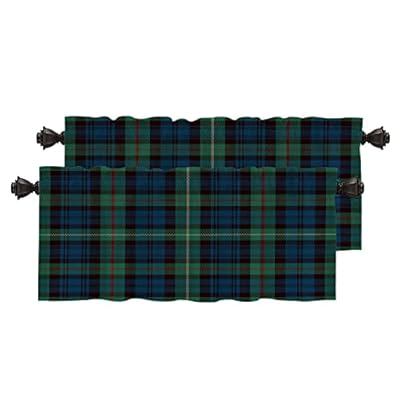 BaoNews Buffalo Plaid Tartan Kitchen Valances for Windows,Traditional Scottish Tiles Trendy Blackout Valances Curtains Multilayer Polyester Drapes for Kitchen Bedroom 2 Pack 52X18 Inches