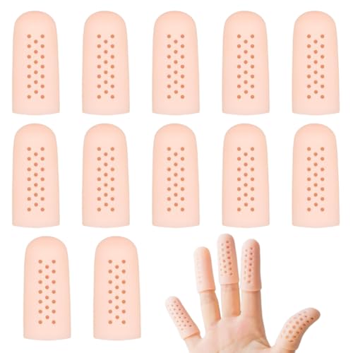 JUGUTA 12 Protectores De Dedos Transpirables, Protectores De Silicona Para Dedos, Protección De Dedos, Protección De Dedos, Alivia El Dolor Por Fricción Y La Irritación, Protección De Los Dedos En