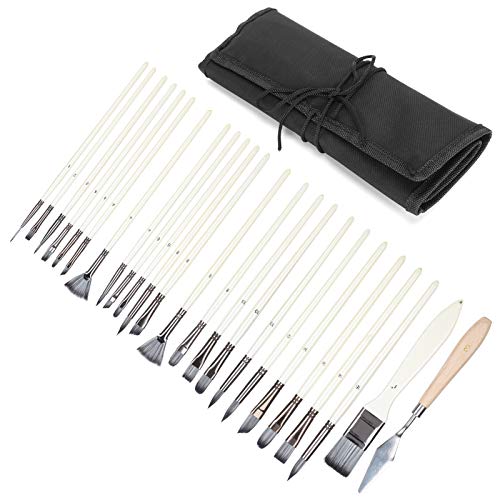 Pinceles de pintura con mango de madera para acuarela y técnicas acrílicas 8