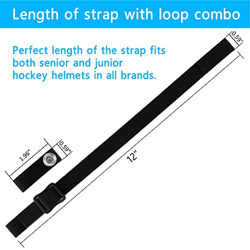 Hockey Helmet Chin Strap with Single Strengthened Snap Ice Hockey Chin Strap Replacement Parts Loop Repair Kit (Black)