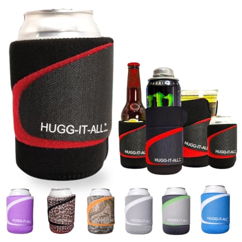 HUGG-IT-ALL Universal Smart Wrap (1 Pc) – Adjustable Neoprene Can Cooler/Drink Holder for Bottles, Cans & Tapered Cups – Adjustable Fit – (1-pc) Multi Packs available