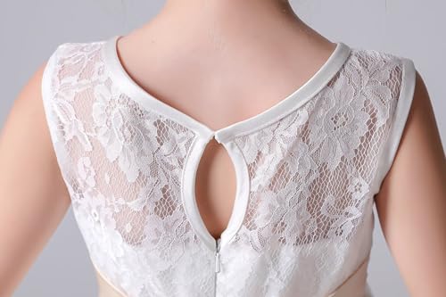 dideyttawl Lace Flower Girls Dress Sleeveless Floor Length Satin Bow Belt Sweetheart Soft Baptism Dress3