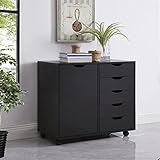 Naomi Home Amy 5-Drawer Craft & Office Storage Cabinet with Shelf, – Mobile Under Desk Unit with Lockable Wheels, Adjustable for Printers & Supplies, 15.7'D x 18.9'W x 32.2'H