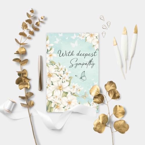 Image of Sympathy Card with Printed Message Inside, Condolence Card for Loss of Loved One, Heartfelt Thinking of You Cards, Bereavement Gift for Family Friend Coworker