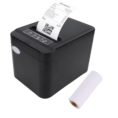 Bisofice ZY-Q822 Bondrucker 80mm Thermodrucker Belegdrucker unterstützt Zweifarbiger Druck, ESC/POS, POS Drucker unterstützt automatisches Schneiden, Schwarz (120 mm/s, USB + Ethernet-Anschluss)