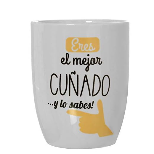 DRW Taza Desayuno Positiva Eres el Mejor cuñado y lo Sabes 385ml 8,5x10cm