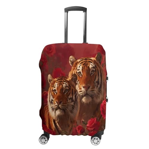 Tiger And Rose Funny Travel Luggage Cover Baggage Suitcase Cover Protector Skins 19-32 Inch