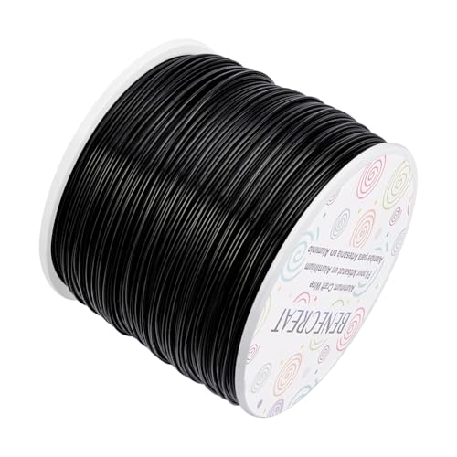 BENECREAT 0,8mm (calibre 20) Fil d'aluminium 770FT (235m) Bijoux artisanaux anodisés Fabrication de perles Fil d'artisanat en aluminium floral - Noir