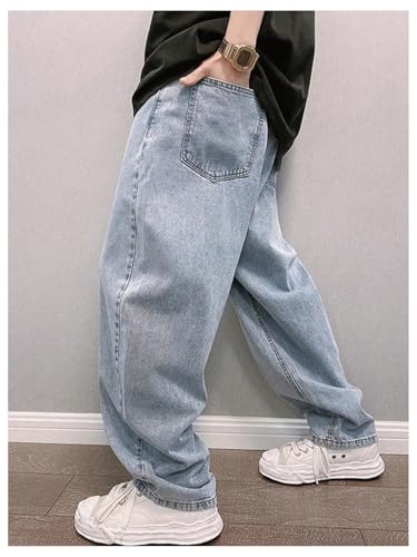 OYOANGLE Men's Tapered Jeans Casual Washed Denim Pants with Pockets Zipper Fly Trousers2