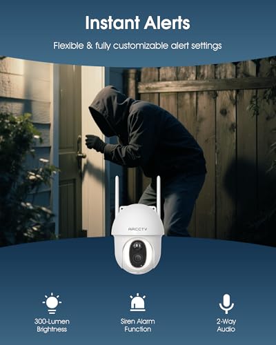 Image of ARCCTV 4G LTE Cellular Security Camera Outdoor, Wireless Solar Powered, no WiFi, SIM Card Included, 4MP Color Night Vision, 360 Pan-Tilt, Local /Cloud Storage