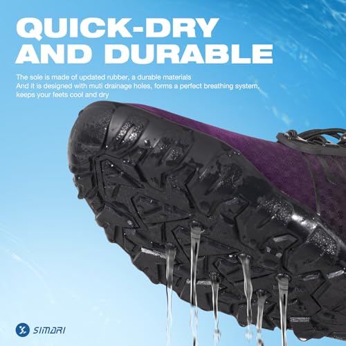 Image of SIMARI Water Shoes for Women Men - Barefoot Quick-Dry Aqua Socks | Lightweight Swim Shoes for Surfing, Swimming, Beach Sports, Kayaking, Diving | Non-Slip Design